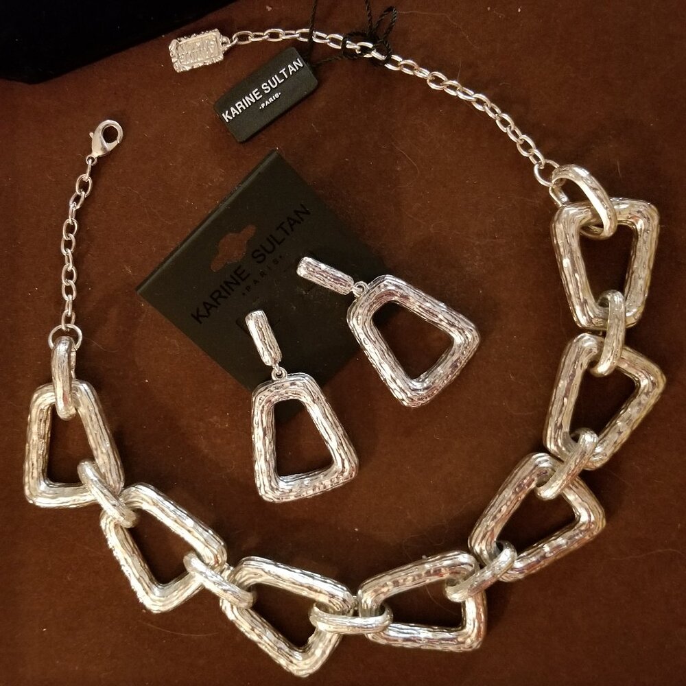 KARINE SULTAN Simone Geo Bib Collar Necklace & Earrings Set